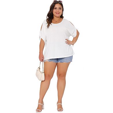 Plus Size Tops for Women Cold Shoulder Short Sleeve Shirts Tops Summer Blouse