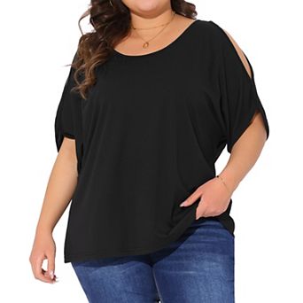 Plus Size Tops for Women Cold Shoulder Short Sleeve Shirts Tops Summer Blouse