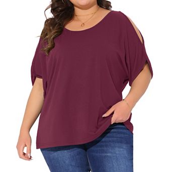 Plus Size Tops for Women Cold Shoulder Short Sleeve Shirts Tops Summer Blouse
