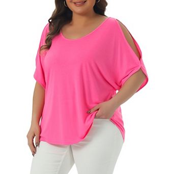 Plus Size Tops for Women Cold Shoulder Short Sleeve Shirts Tops Summer Blouse