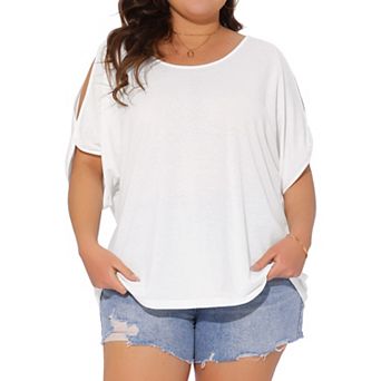 Plus Size Tops for Women Cold Shoulder Short Sleeve Shirts Tops Summer Blouse