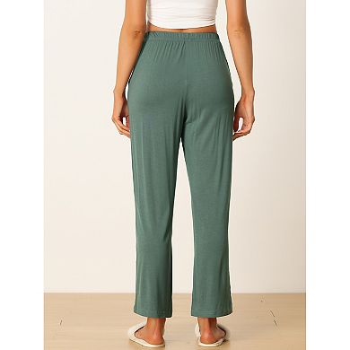 Women's Cotton Elastic Waist Wide Leg Straight Leg Sleep Pants 2Pcs