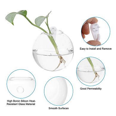 Wall Vases, 4 Pcs Planters Hanging Glass Terrariums Propagation Station for Home Office Decor