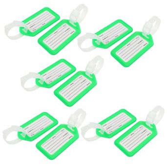 Rectangle Design Plastic Bag Name Label Luggage Tag 10 pc Green White
