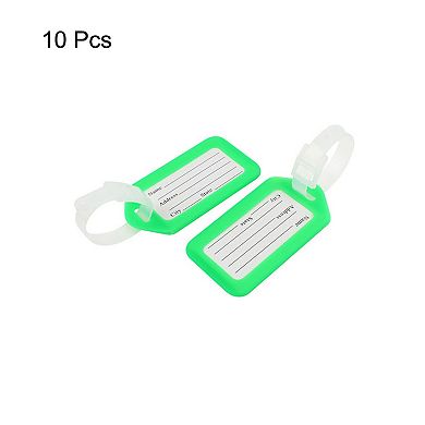 Rectangle Design Plastic Bag Name Label Luggage Tag 10 Pcs Green White