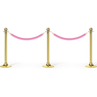 4 Feet White Velvet Stanchion Rope, 2 Pack Crowd Control Barrier Rope with Snap Hooks