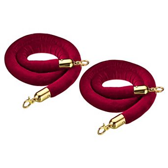 4 Feet White Velvet Stanchion Rope, 2 Pack Crowd Control Barrier Rope with Snap Hooks