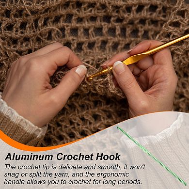 Aluminum Crochet Hook Knitting Needles for DIY Craft Yarn 10Pcs