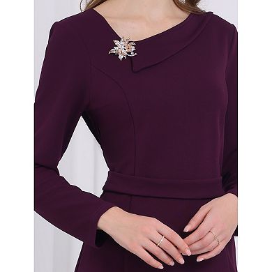 Women's Elegant Sheath Dress Asymmetrical Neckline Wear to Work Pencil Dresses