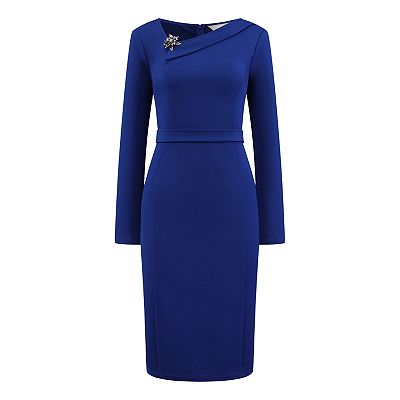Women's Elegant Sheath Dress Asymmetrical Neckline Wear to Work Pencil  Dresses