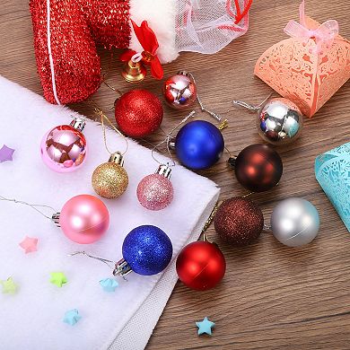 24Pcs 1.1" Christmas Balls Ornaments Set Mini Shatterproof Christmas Tree Decorations Hanging Balls