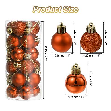 24Pcs 1.1" Christmas Balls Ornaments Set Mini Shatterproof Christmas Tree Decorations Hanging Balls