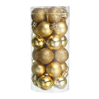 24 pc 1.1" Christmas Balls Ornaments Set Mini Shatterproof Christmas Tree Decorations Hanging Balls