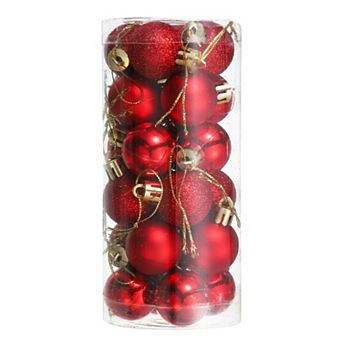 24 pc 1.1" Christmas Balls Ornaments Set Mini Shatterproof Christmas Tree Decorations Hanging Balls
