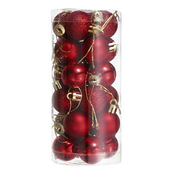 24 pc 1.1" Christmas Balls Ornaments Set Mini Shatterproof Christmas Tree Decorations Hanging Balls