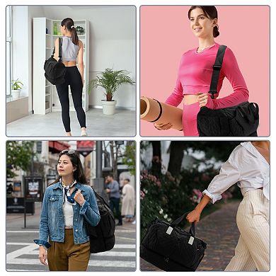 Duffel Bag for Travel, Partitioned Design, Travel Duffel Bags, with Fixed Luggage Strap 2 Pcs