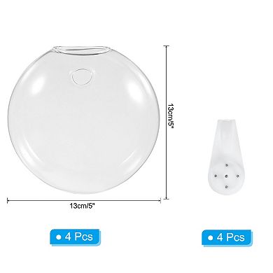 4 Pack Oblate Wall Hanging Glass Terrarium Planters 5x5inch, Transparent