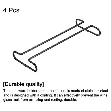 Wine Glass Rack Under Cabinet, 4 Pcs 10 Inch Stemware Wine Glass Hanging Rack