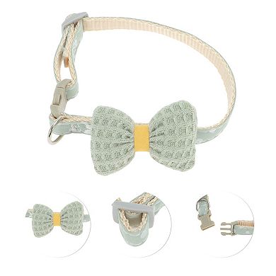 Bow Pet Bell Collar Durable Dog Bell Collar for Dog Light Green 1 Pc