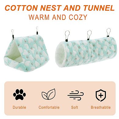 Ferret Hammock, Pet Cage Accessories, Pet Cage Hammock Hanging Tunnel and Bed Hideout Set 3 Pcs