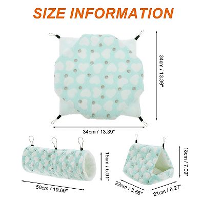 Ferret Hammock, Pet Cage Accessories, Pet Cage Hammock Hanging Tunnel and Bed Hideout Set 3 Pcs
