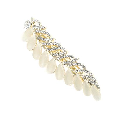 Wheat Ear French Barrette Hair Clips for Home Gold Tone White 1 Pc