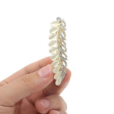 Wheat Ear French Barrette Hair Clips for Home Gold Tone White 1 Pc