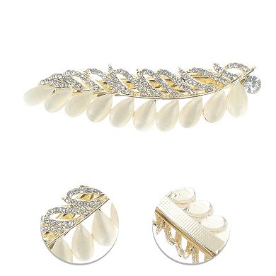 Wheat Ear French Barrette Hair Clips for Home Gold Tone White 1 Pc