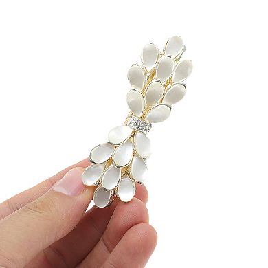 Phoenixs Flower French Barrette Hair Clips for Home Gold Tone White 1 Pc