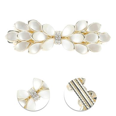 Phoenixs Flower French Barrette Hair Clips for Home Gold Tone White 1 Pc