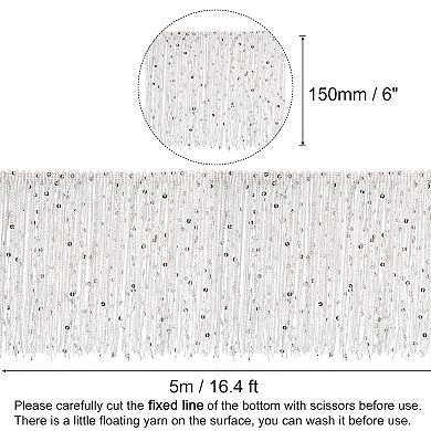 5.5 Yards of 15cm/6" Sequin Fringe Trim Sparkling DIY Fringe Tassel Trim Ribbon