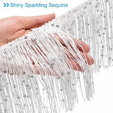 5.5 Yards of 15cm/6" Sequin Fringe Trim Sparkling DIY Fringe Tassel Trim Ribbon