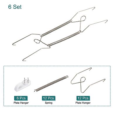 6 Pieces Plate Hanger, Stainless Steel Invisible Wall Plate Hangers with 6Pcs Wall Hooks