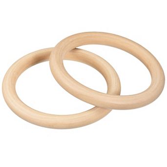 2 pc 125mm(5-inch) Natural Wood Rings, 15mm Thick Smooth Unfinished Wooden Circles for DIY Crafting