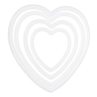 Dream Catcher Rings Set, 4 Sizes Plastic Heart Shape Macrame Wreath Floral Ring Hoop