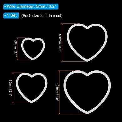 Dream Catcher Rings Set, 4 Sizes Plastic Heart Shape Macrame Wreath Floral Ring Hoop