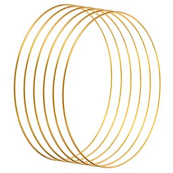 9" Dream Catcher Rings, 6 pc Metal Macrame Wreath Floral Round Ring Hoop Gold Tone