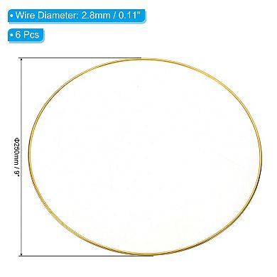 9" Dream Catcher Rings, 6 Pcs Metal Macrame Wreath Floral Round Ring Hoop Gold Tone