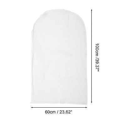 Dustproof Garment Bag Zipper Clothing Dust Cover 39.37"x23.62" White 5 Pcs