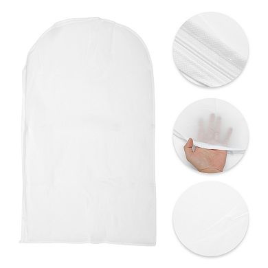 Dustproof Garment Bag Zipper Clothing Dust Cover 39.37"x23.62" White 5 Pcs