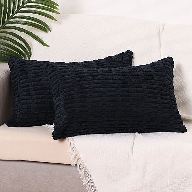 Corduroy Decorative Modern Solid Throw Pillow Covers 2 Pcs 12" x 20"