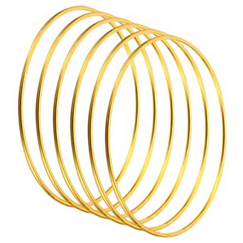 4.7" Dream Catcher Rings, 6 pc Metal Macrame Wreath Floral Round Ring Hoop