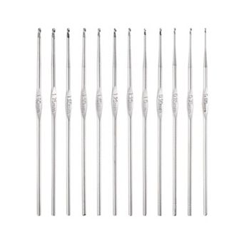 Stainless Steel Crochet Hook Set 0.6mm-1.9mm Knitting Needles for DIY Craft Yarn 12 pc