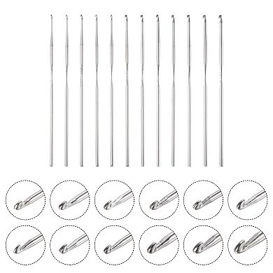 Stainless Steel Crochet Hook Set 0.6mm-1.9mm Knitting Needles for DIY Craft Yarn 12Pcs