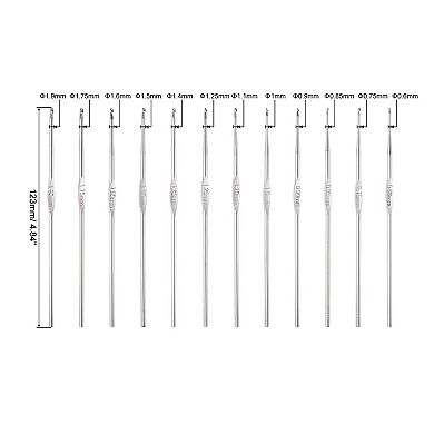 Stainless Steel Crochet Hook Set 0.6mm-1.9mm Knitting Needles for DIY Craft Yarn 12Pcs