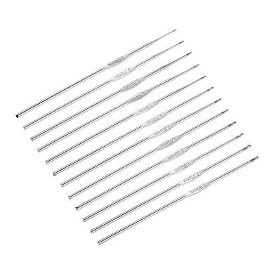 Stainless Steel Crochet Hook Set 0.6mm-1.9mm Knitting Needles for DIY Craft Yarn 12Pcs
