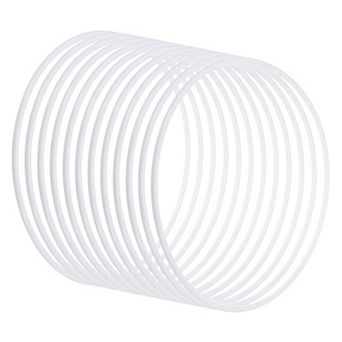 12" Dream Catcher Rings, 12 pc Plastic Macrame Wreath Floral Round Ring Hoop White