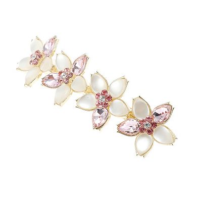 Rhinestones Flower French Barrette Hair Clips for Home 1 Pc