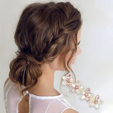 Rhinestones Flower French Barrette Hair Clips for Home 1 Pc