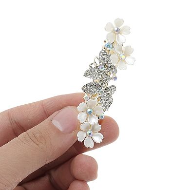 Double Butterfly Flower French Barrette Hair Clips for Home Beige 1 Pc